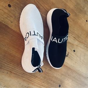 Nautica Womens slip on Tennis Shoes one of a kind Black & White size 10